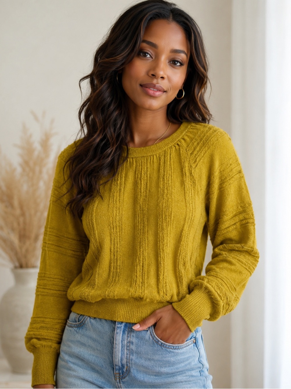 ANTHROPOLOGIE MEADOW RUE Boucle Sweater Mustard Yellow S